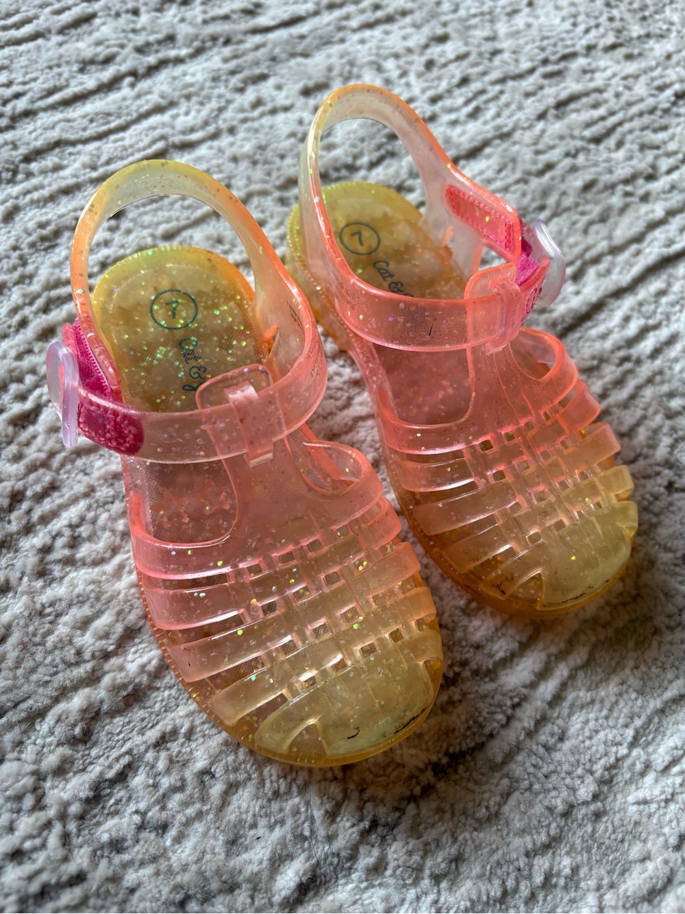 Cat & Jack Kids Glitter Jelly Sandals - Pink & Yellow